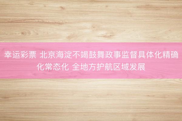幸运彩票 北京海淀不竭鼓舞政事监督具体化精确化常态化 全地方护航区域发展