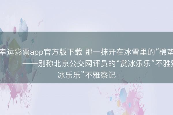 幸运彩票app官方版下载 那一抹开在冰雪里的“棉垫红” ——别称北京公交网评员的“赏冰乐乐”不雅察记
